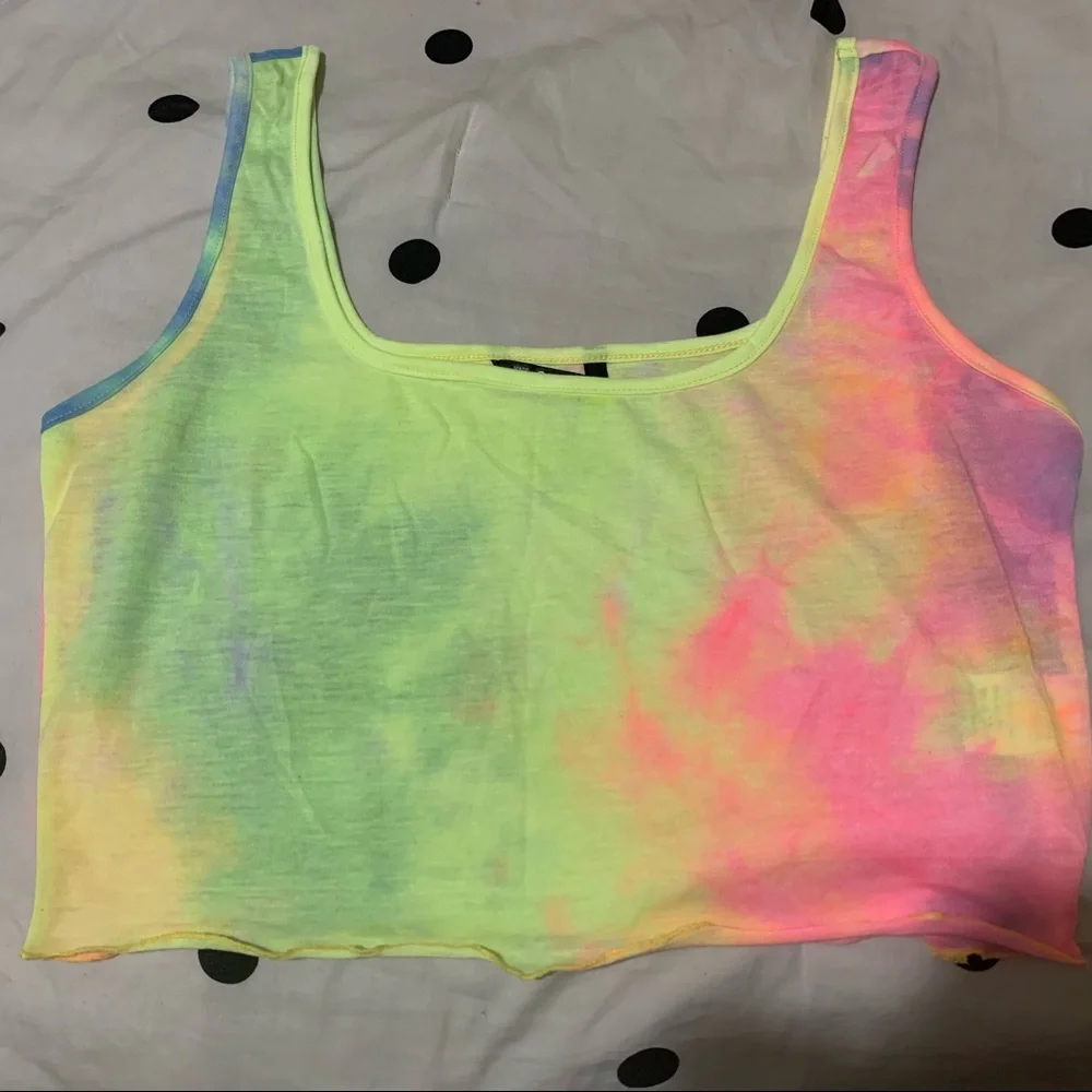 Neon Tie-Dye WaterColor Cropped Tank - NWOT